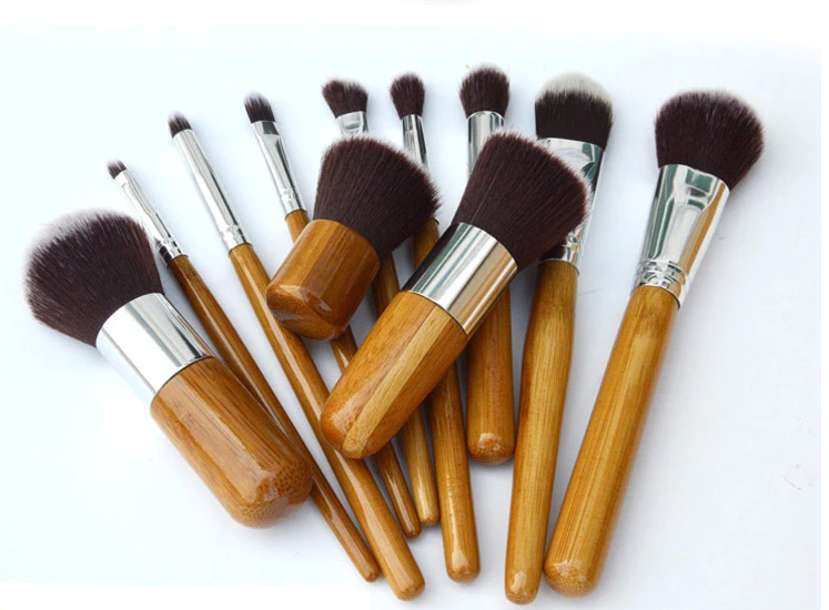 11pcs bamboo makeup brush set